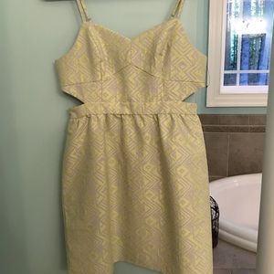 Yellow and tan cut out mini dress